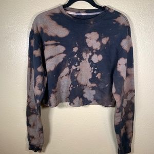 Acid wash tie dye cropped sweatshirt